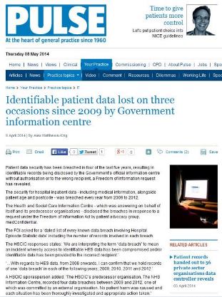 Data Loss by Government Department